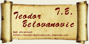 Teodor Belovanović vizit kartica